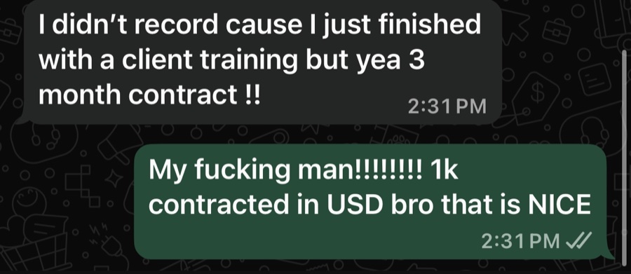 3 month contract, 1k contracted in USD