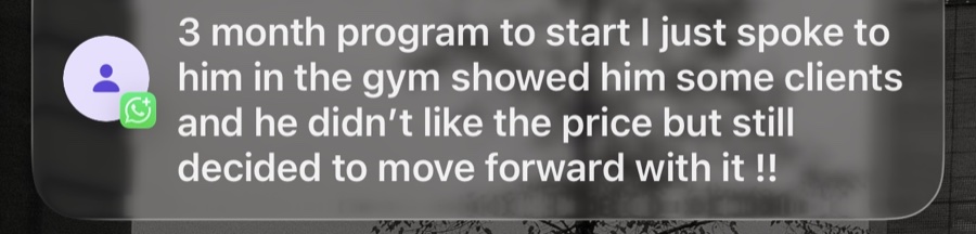 3 month program to start, he didn't like the price but still decided to move forward
